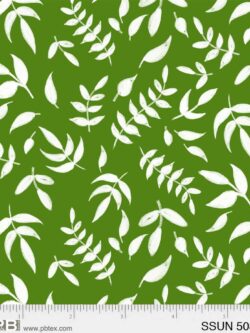 Quilting Cotton - Simply Sunny - Tossed Leaves - White on Green