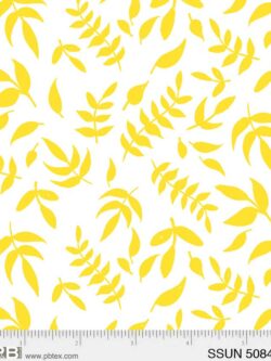 Quilting Cotton - Simply Sunny - Tossed Leaves - Yellow on White