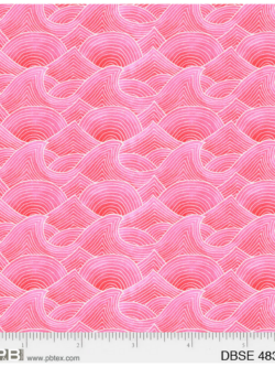 Quilting Cotton - Deep Blue Sea - Waves - Pink