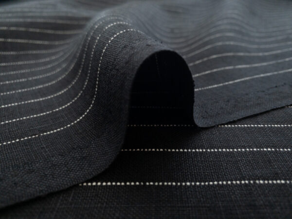 Designer Deadstock – Yarn Dyed Linen - Pinstripe - Black