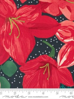 Quilting Cotton - Winterly - Christmas Lily - Soft Black
