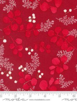 Quilting Cotton - Winterly - Greenery and Berries - Crimson