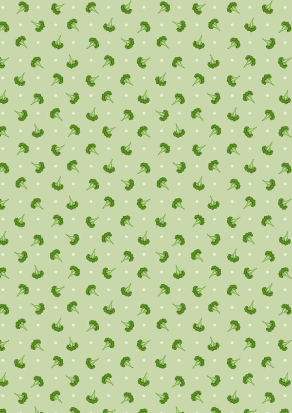 Quilting Cotton – Lewis & Irene - The Kitchen Garden - Polka Dot Broccoli - Light Green