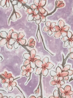 Oilcloth - Poly/Cotton Vinyl - Cherry Blossoms - Lilac