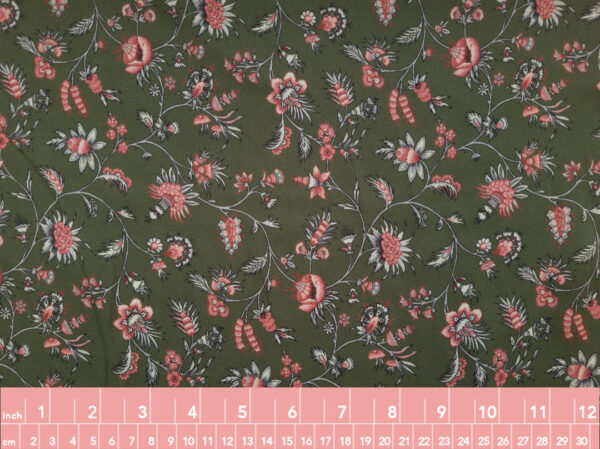 Amour Vert - Viscose Challis - Chintz Floral - Olive