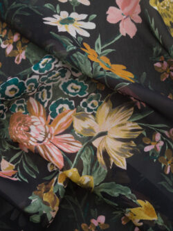 Amour Vert - Silk Georgette - Deep Floral