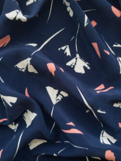 Amour Vert - Sandwashed Silk Crepe de Chine - Gingko - Navy