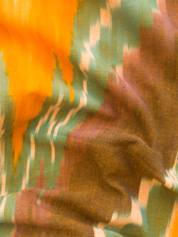 Cotton Ikat - Soundwaves - Orange/Green