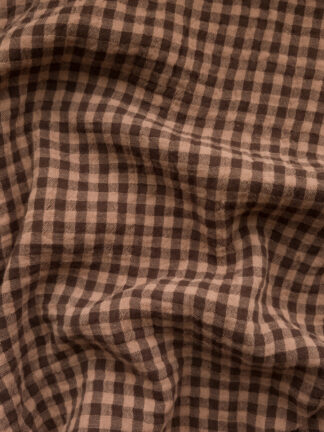 Organic Cotton Yarn Dyed Double Gauze - Check - Fawn/Espresso Organic Cotton Yarn Dyed Double Gauze - Check - Fawn/Espresso