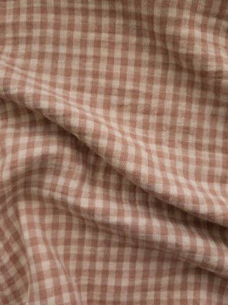 Organic Cotton Yarn Dyed Double Gauze - Check - Fawn/Espresso Organic Cotton Yarn Dyed Double Gauze - Check - Fawn/Espresso
