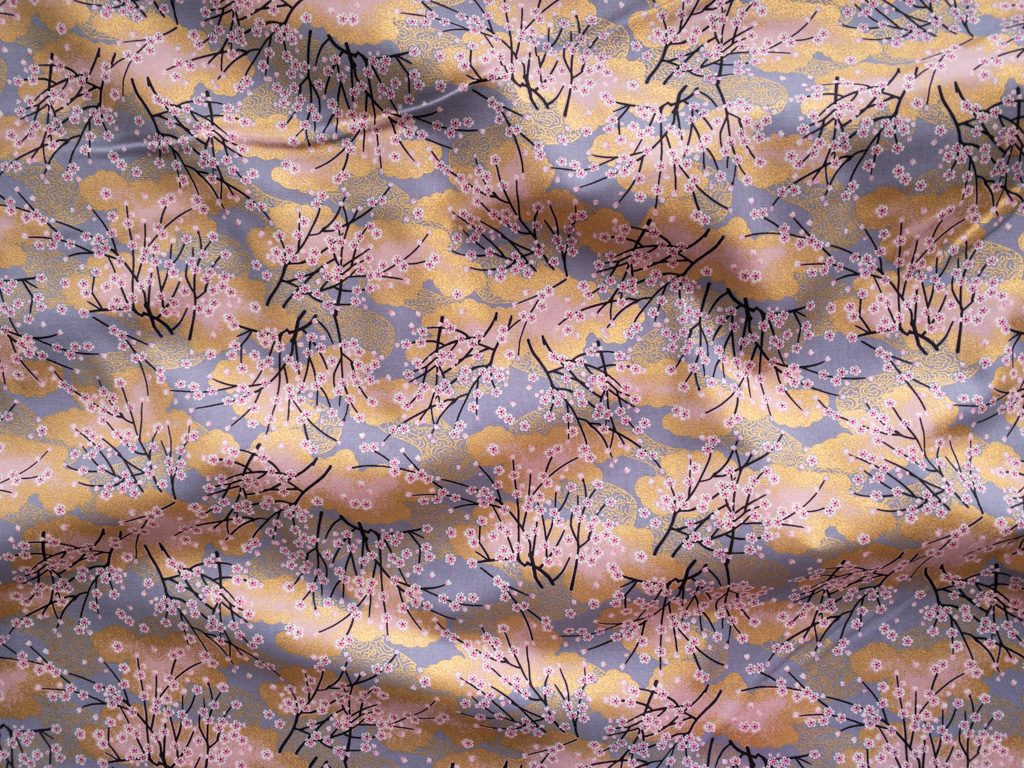 Japanese Cotton Sheeting – Spring Trees – Orchid