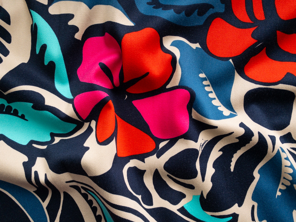 LA Designer Deadstock – Cotton/Spandex Stretch Crepe – Hibiscus