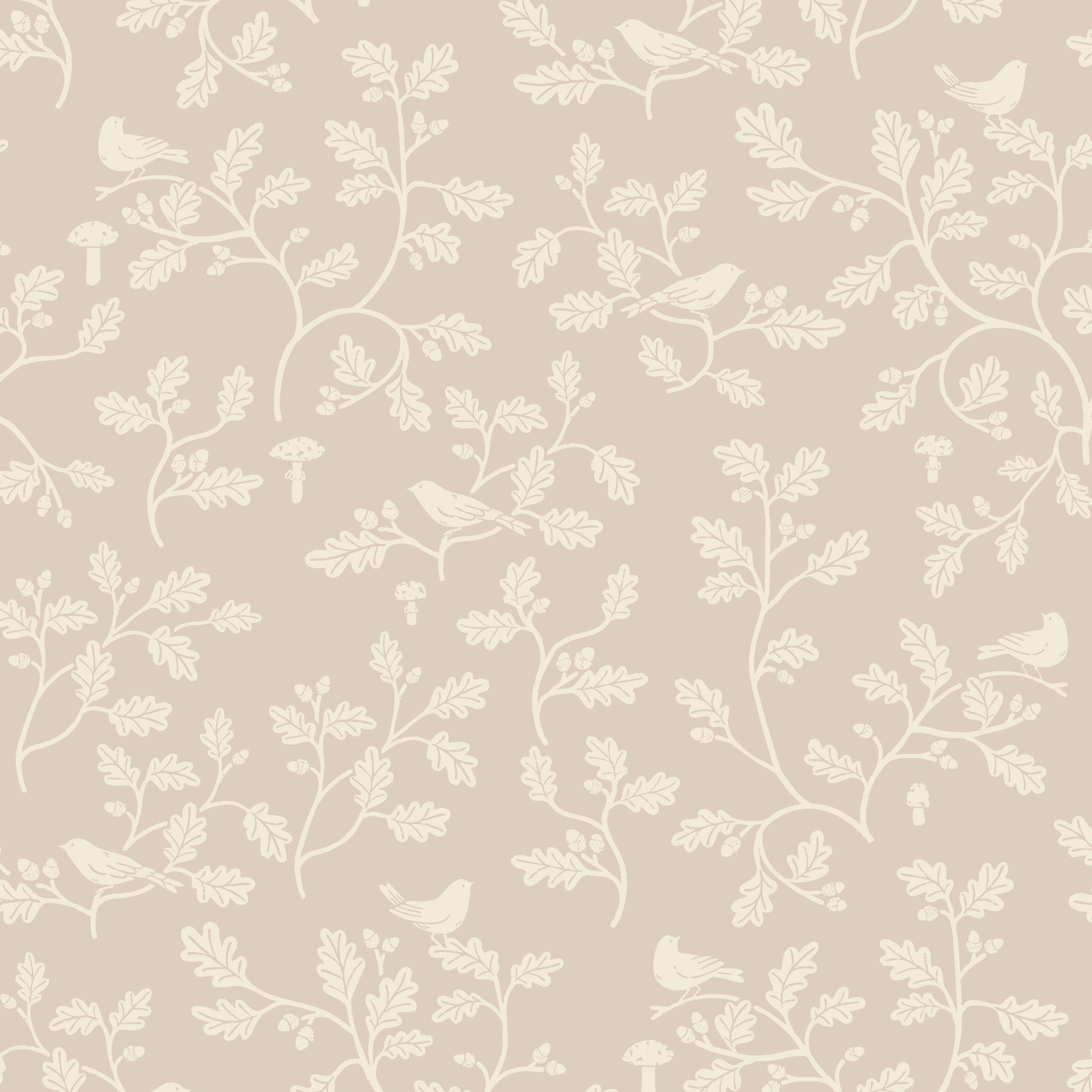 Organic Cotton Flannel – Fall & Flutter – Woodland Oak – Rose Dust
