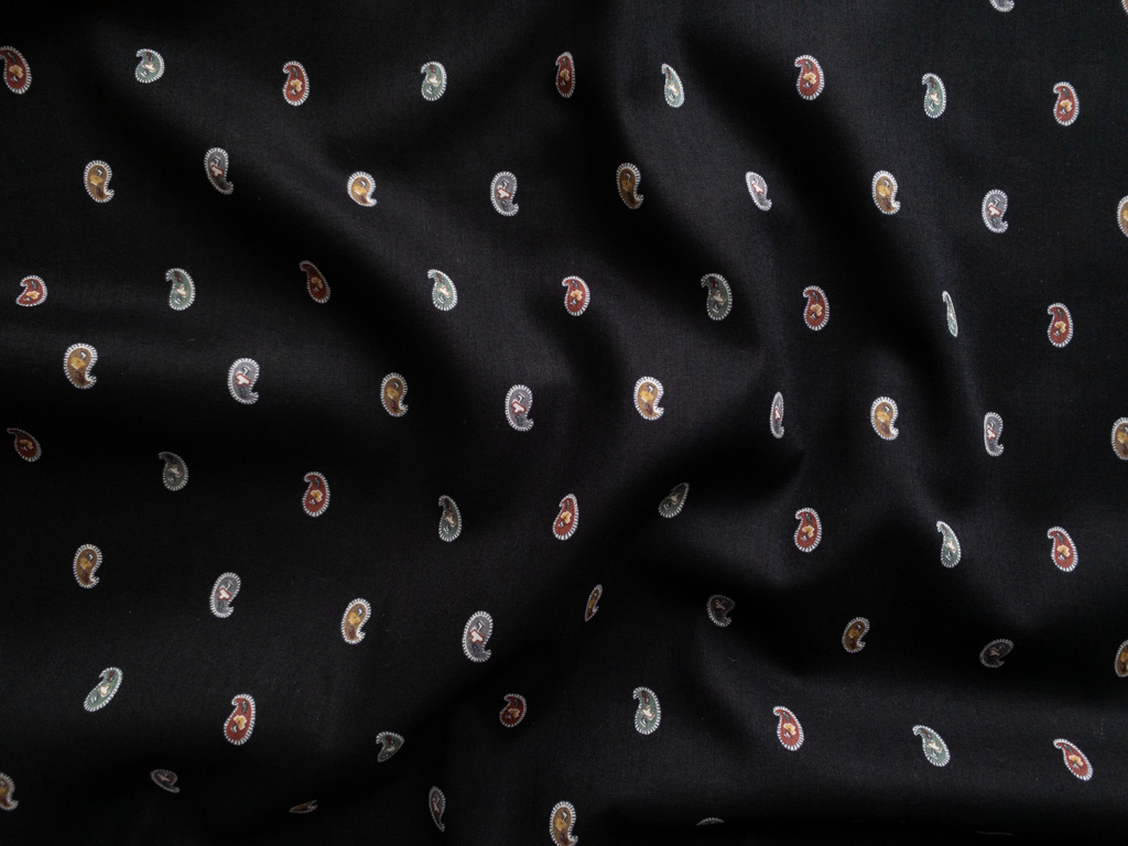 Japanese Cotton Lawn – Minimal Paisley – Black