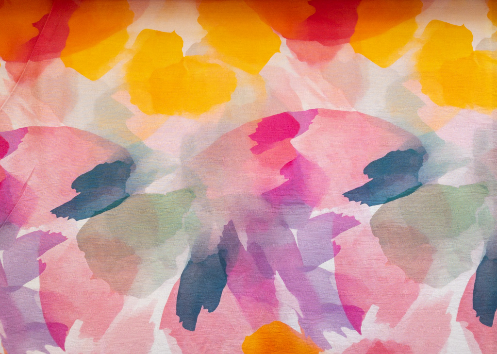Santa Barbara Rayon/Nylon Tissue Faille – Layered Petals – Rainbow