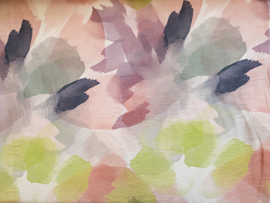 Santa Barbara Rayon/Nylon Tissue Faille – Layered Petals – Avocado
