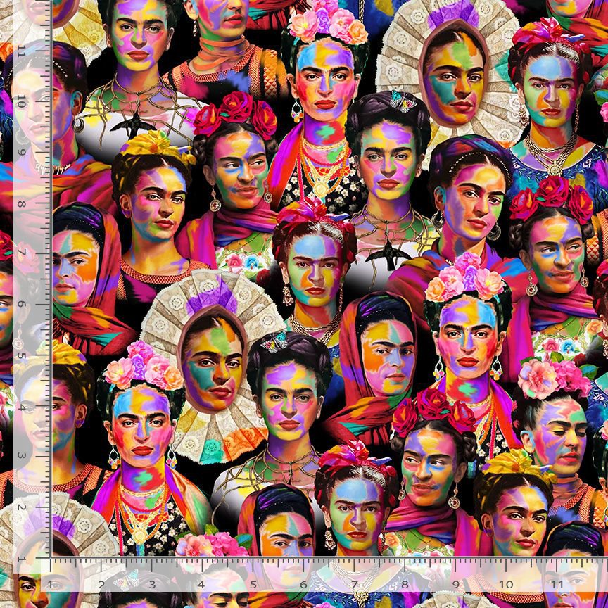 Quilting Cotton – Packed Frida Faces – Multi