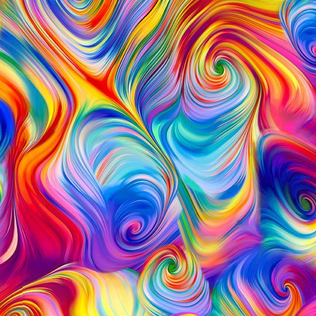 Quilting Cotton – Abstract Swirl – Rainbow