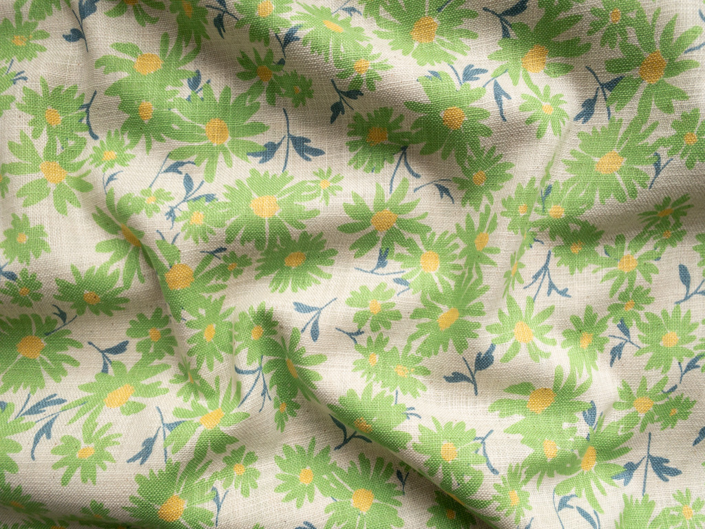 Japanese Cotton Dobby – Nara Homespun – Daisies – Green