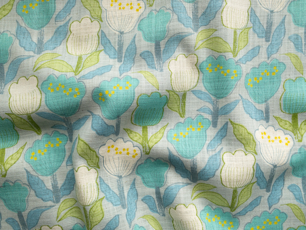 Japanese Cotton Dobby – Nara Homespun – Tulips – Teal