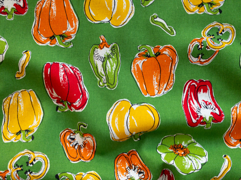 Japanese Cotton/Linen Canvas – Bell Peppers – Green
