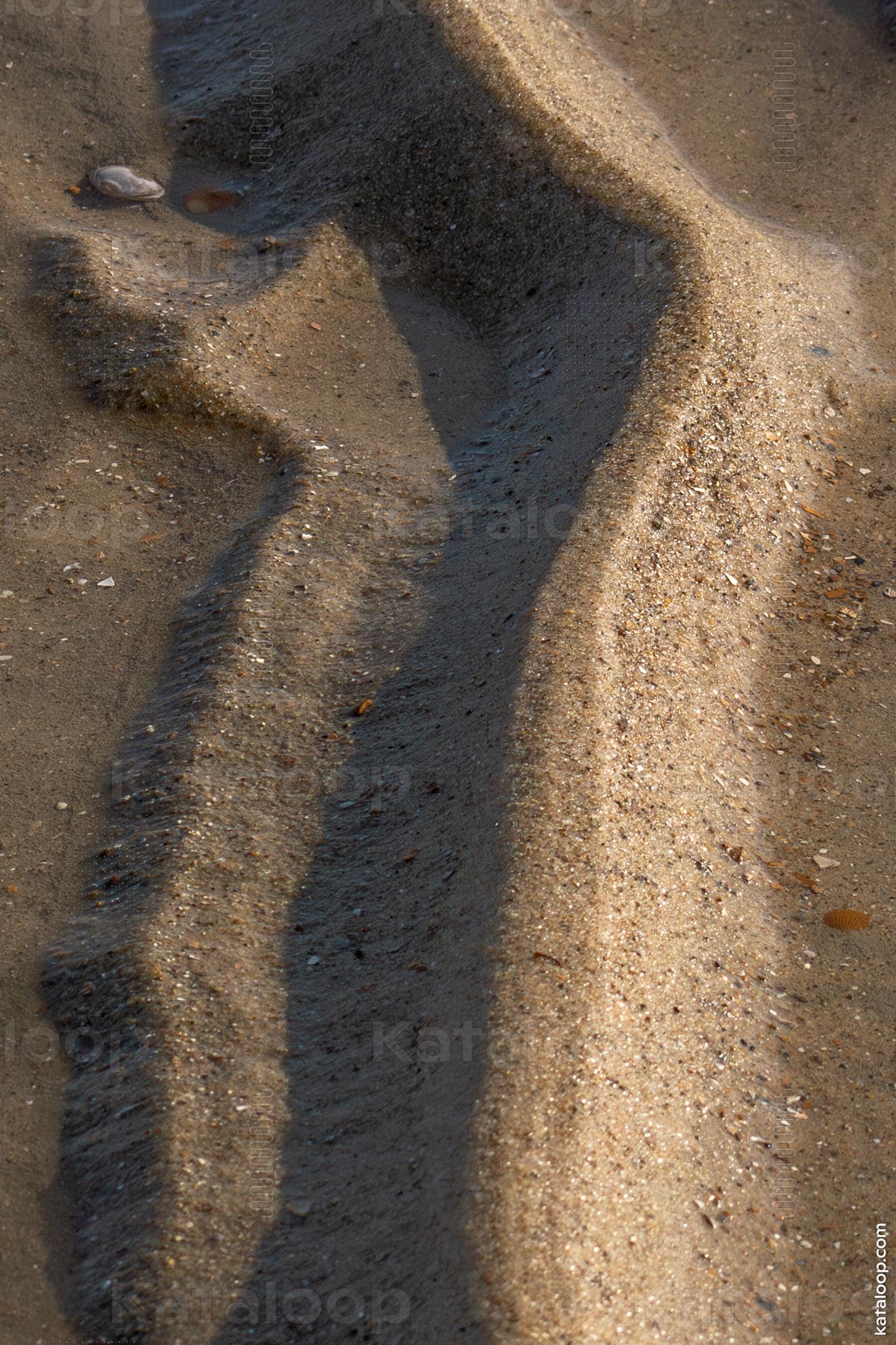 Abstrakte Muster im Sand bei Ebbe am Strand