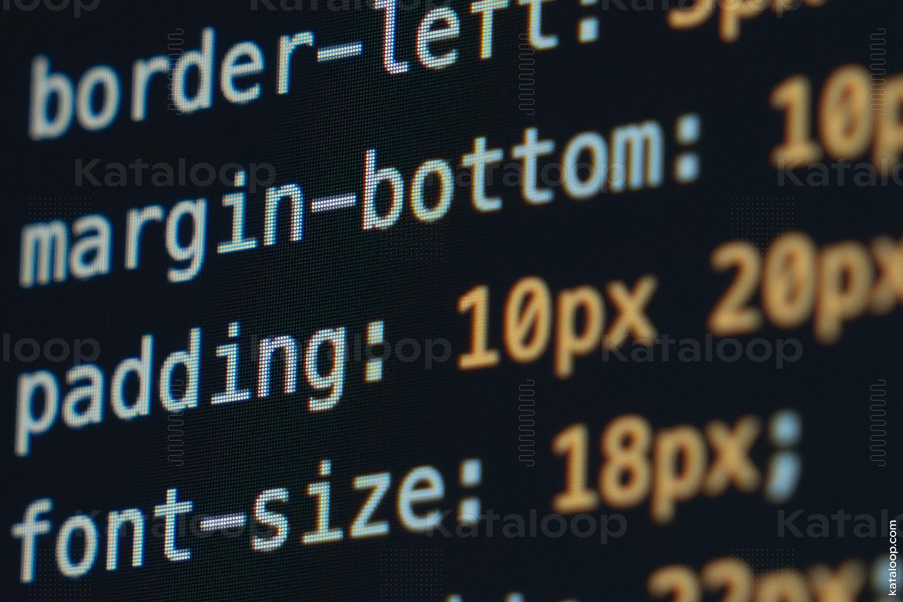 Close-up of CSS code on computer screen