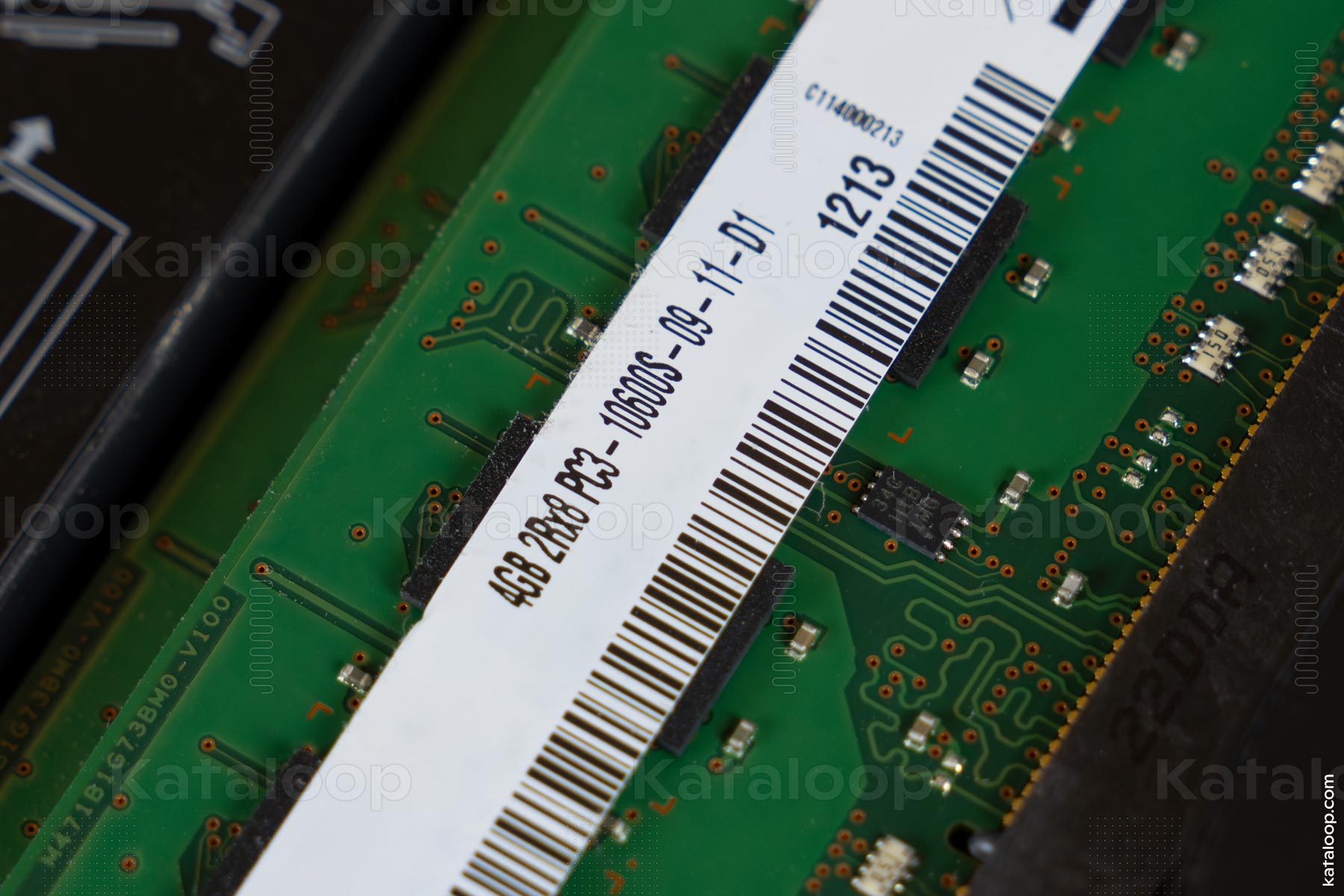 Close-up of RAM module in laptop computer