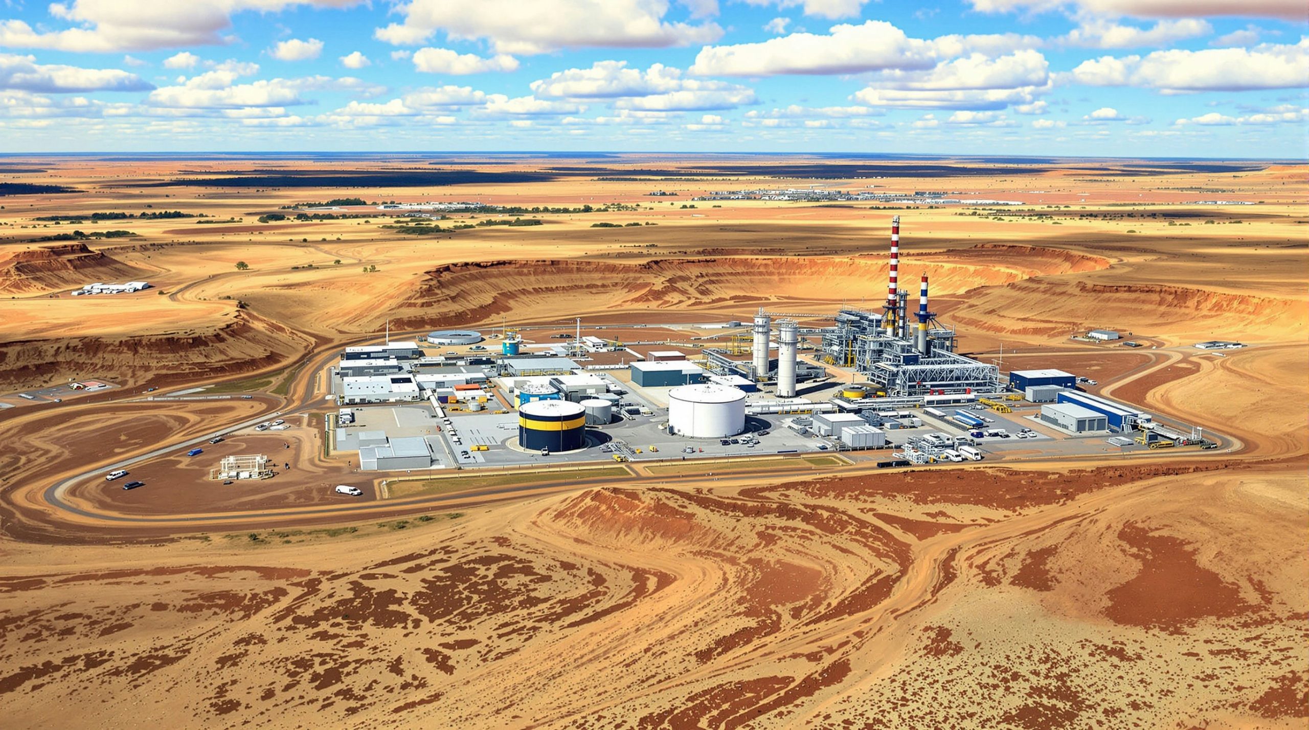 Industrial facility in desert landscape