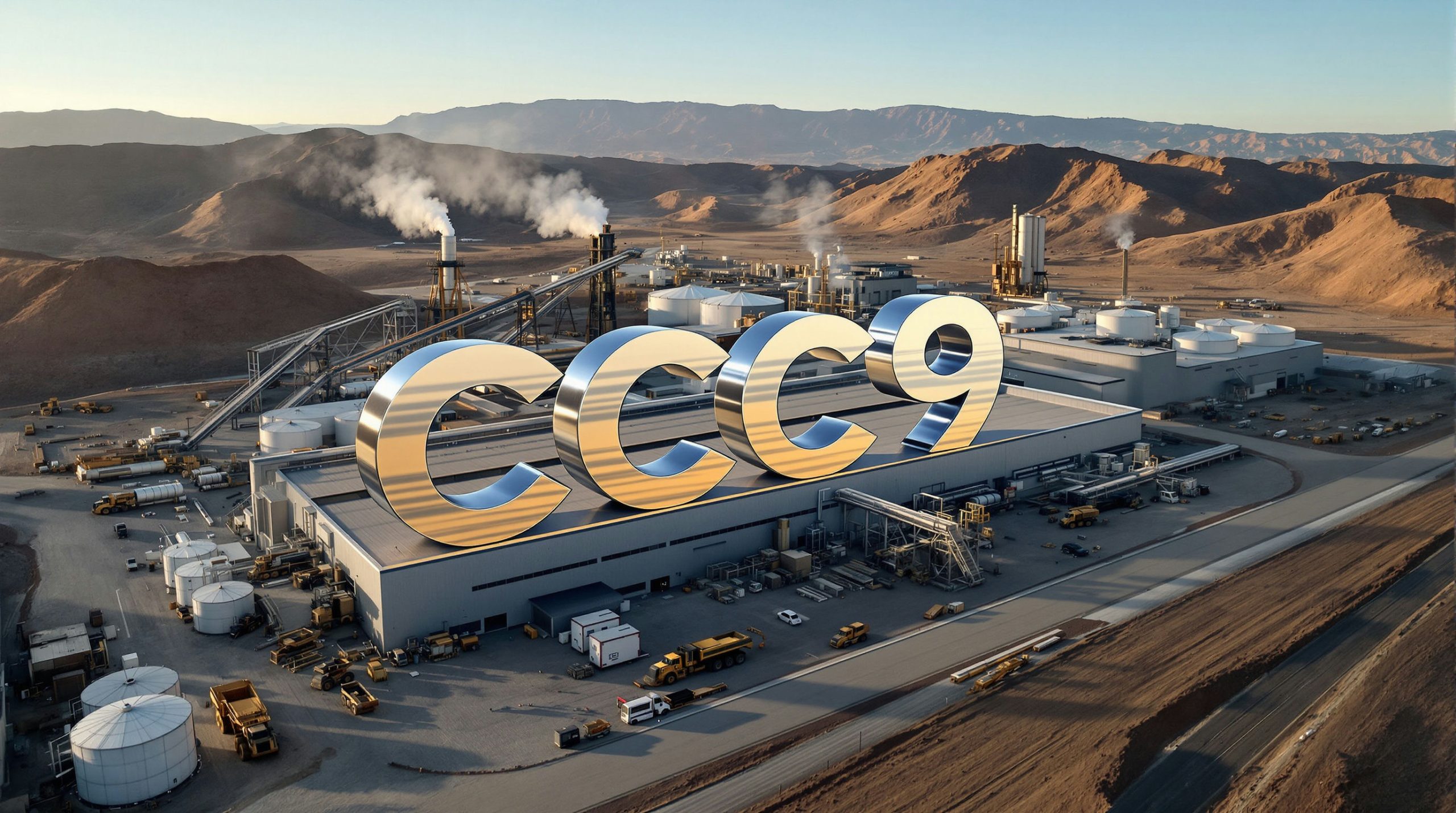 Industrial plant with mountains