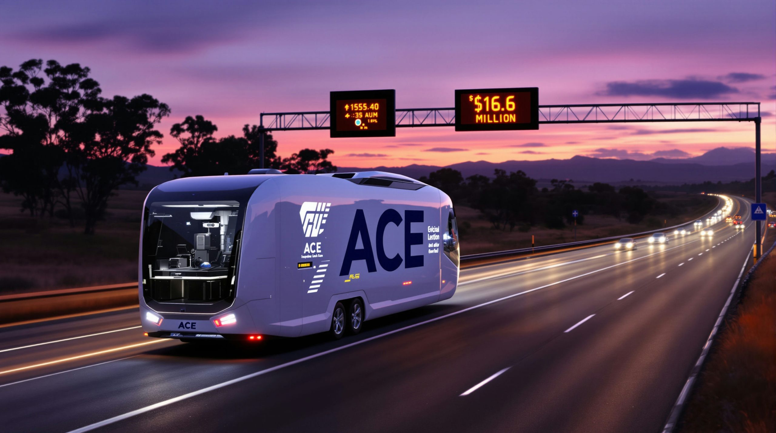 Autonomous vehicle at sunset