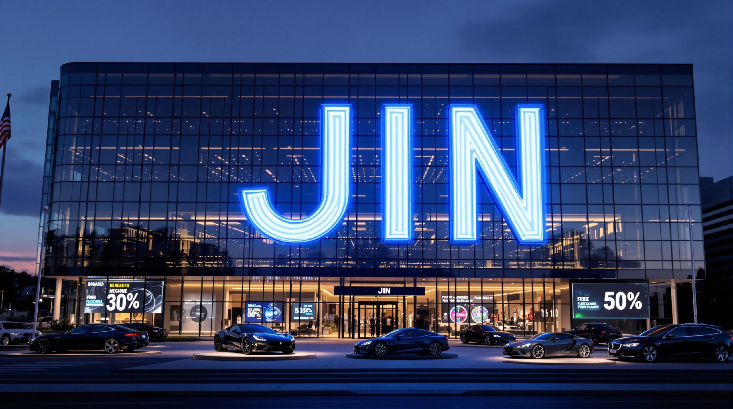 Blue neon sign on building