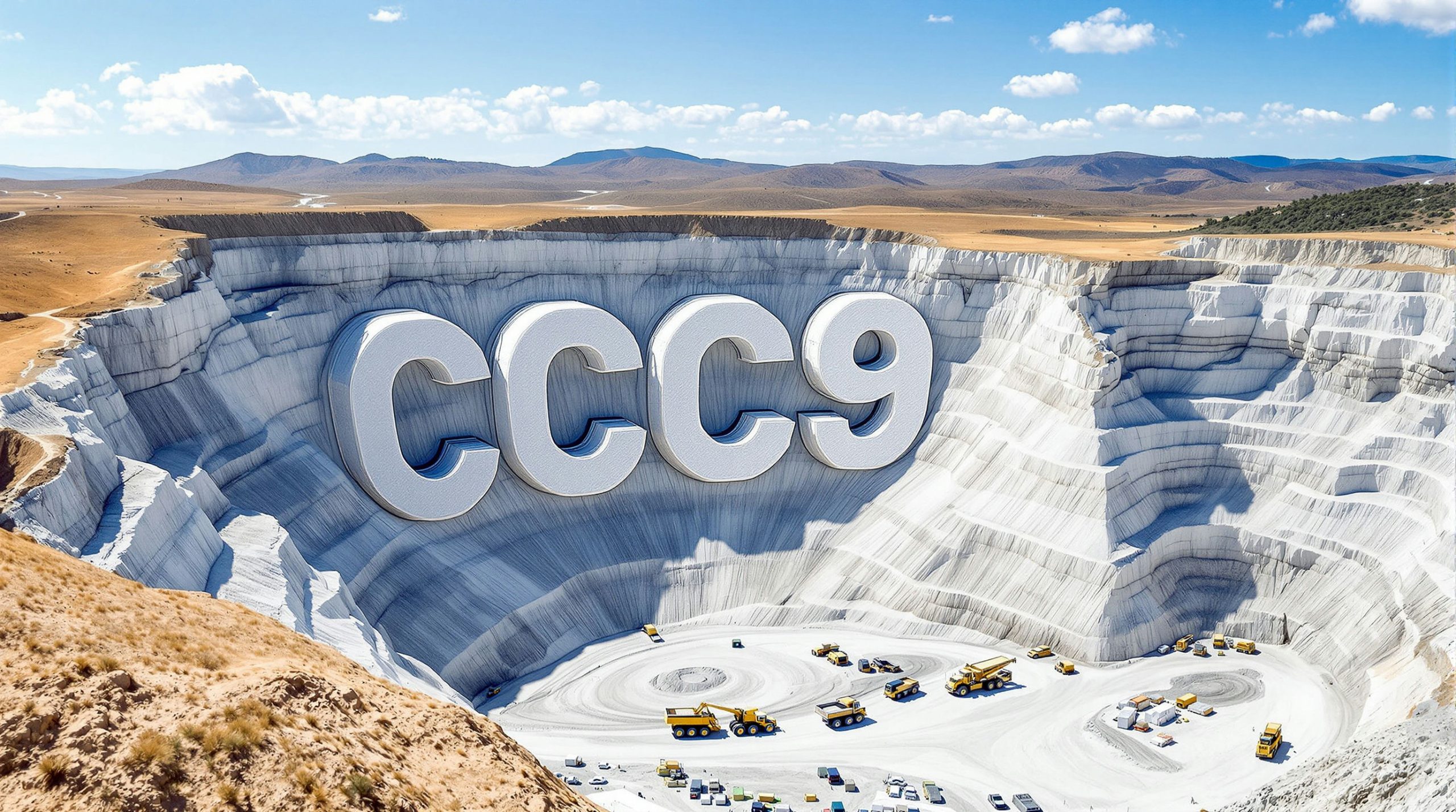 Open pit mine with trucks