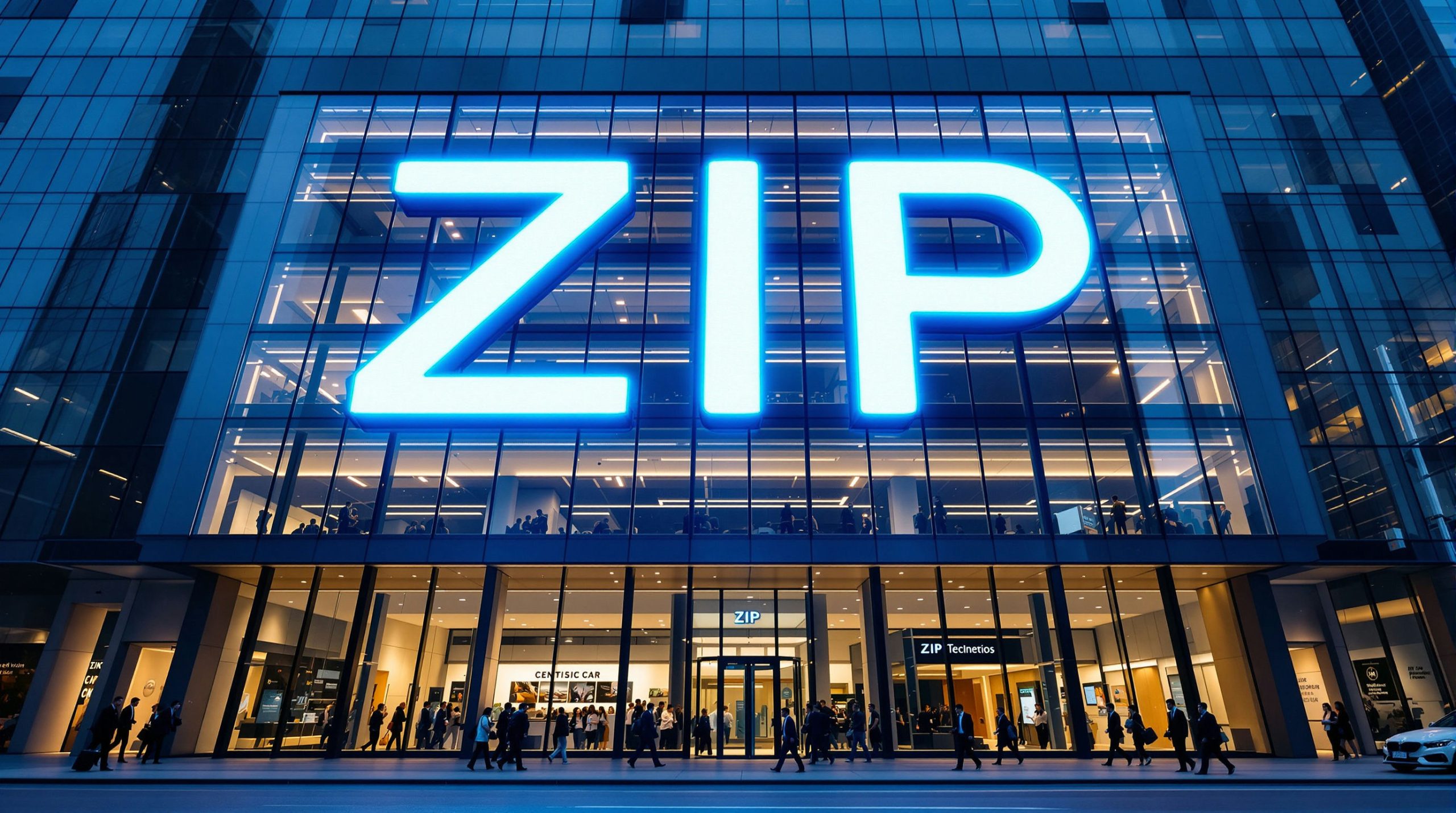 Illuminated ZIP sign exterior