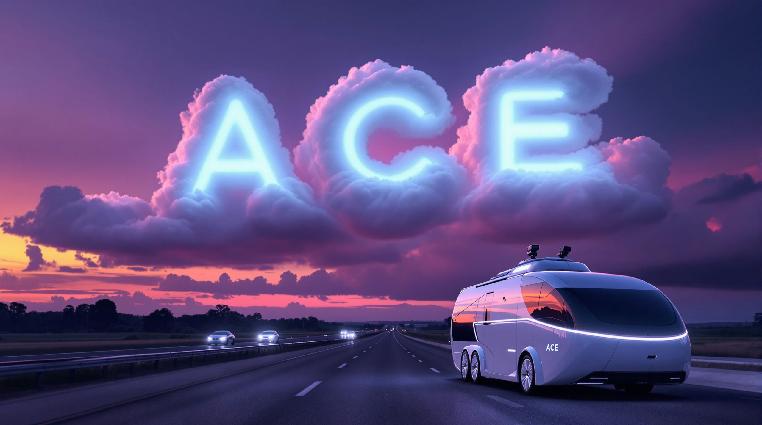 Highway with glowing clouds