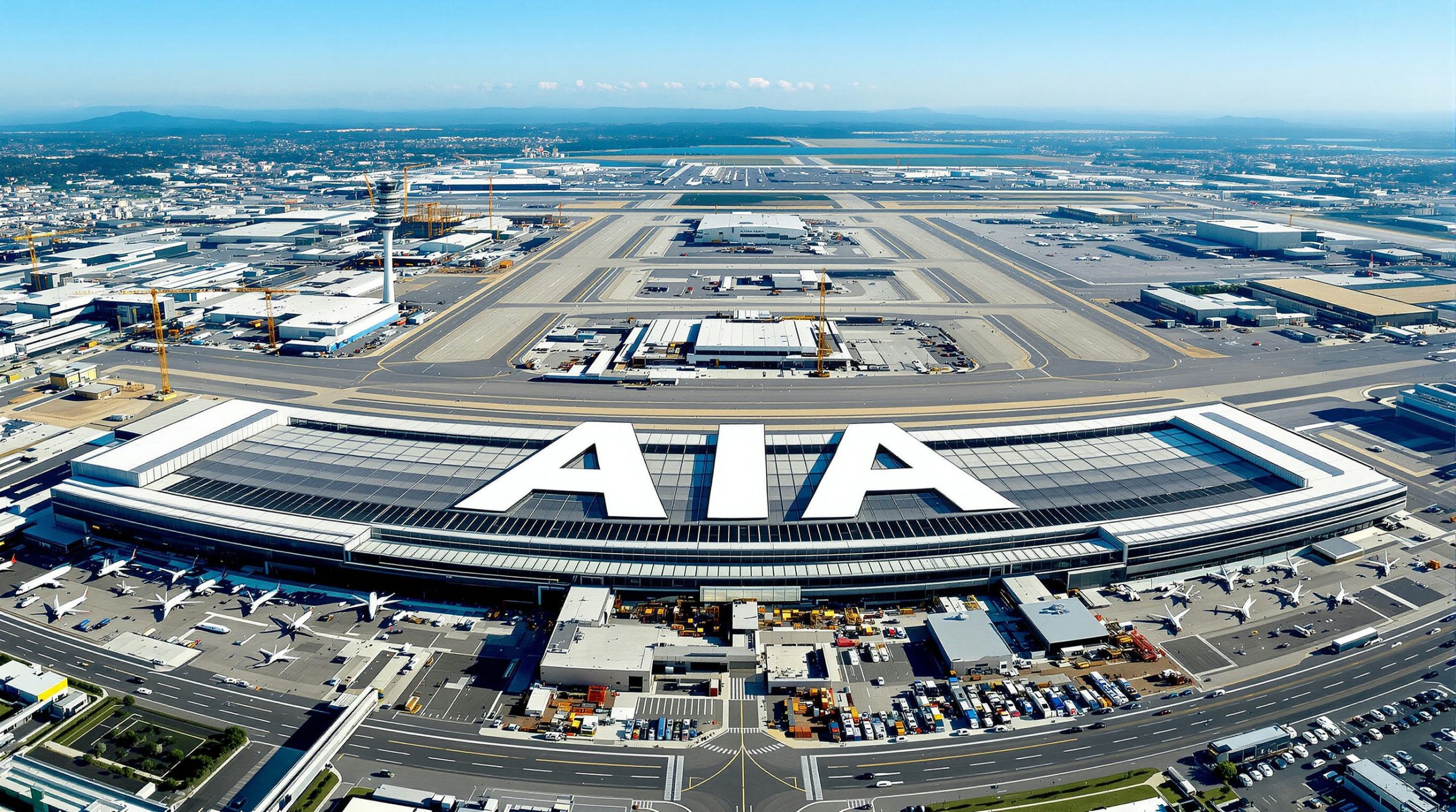 Airport terminal with runways