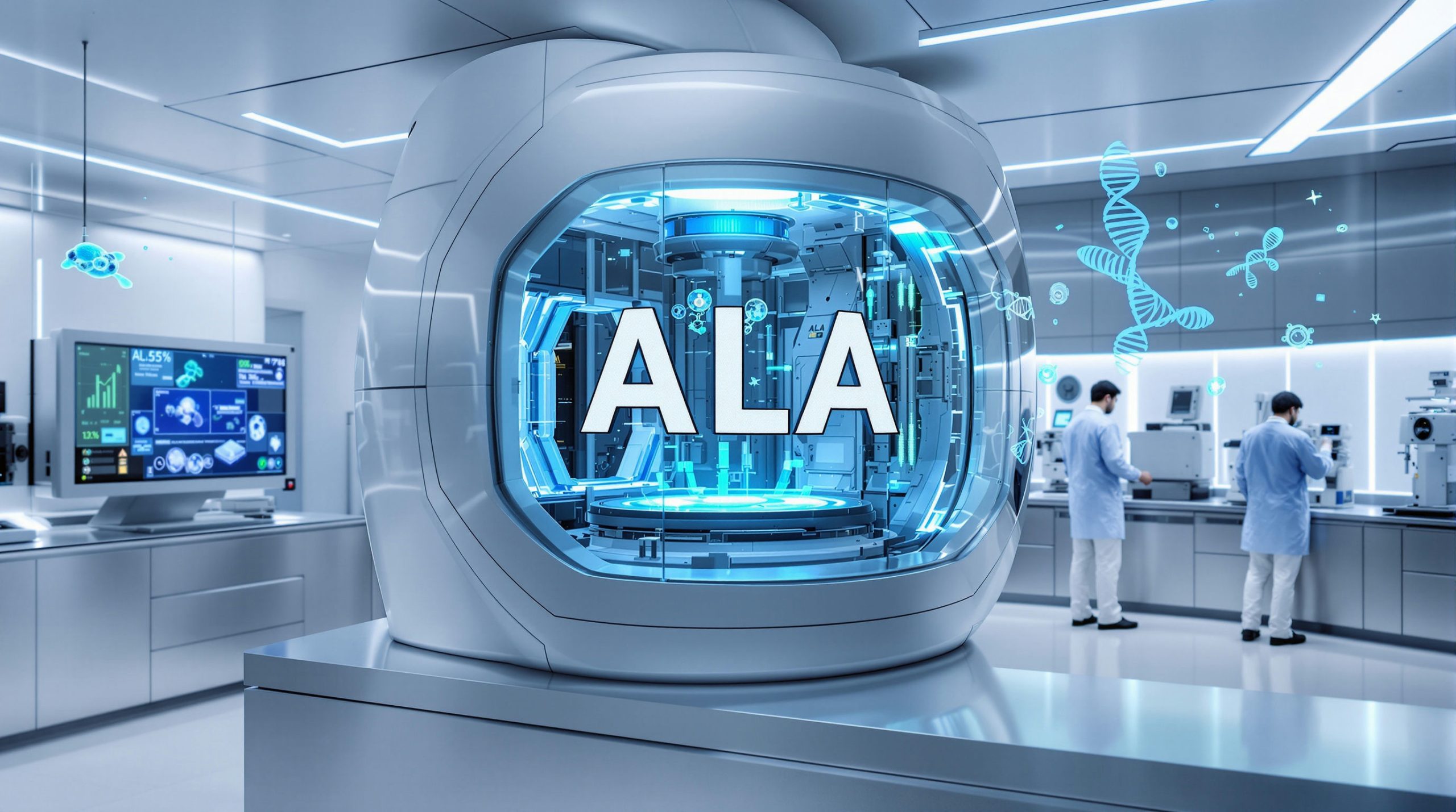 Futuristic lab with scientists