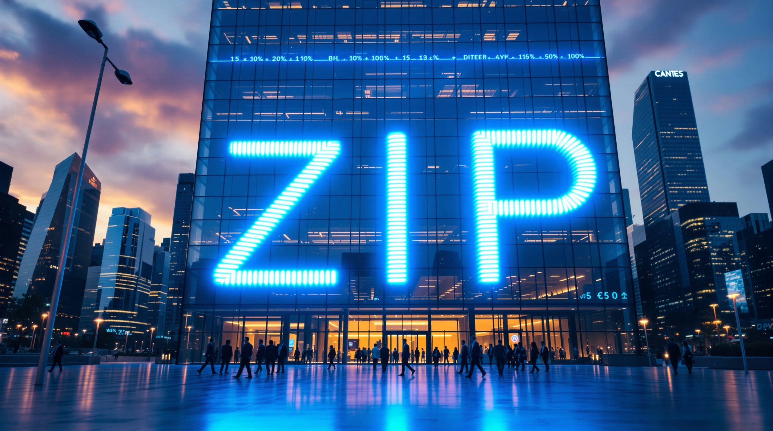 Large ZIP sign on building