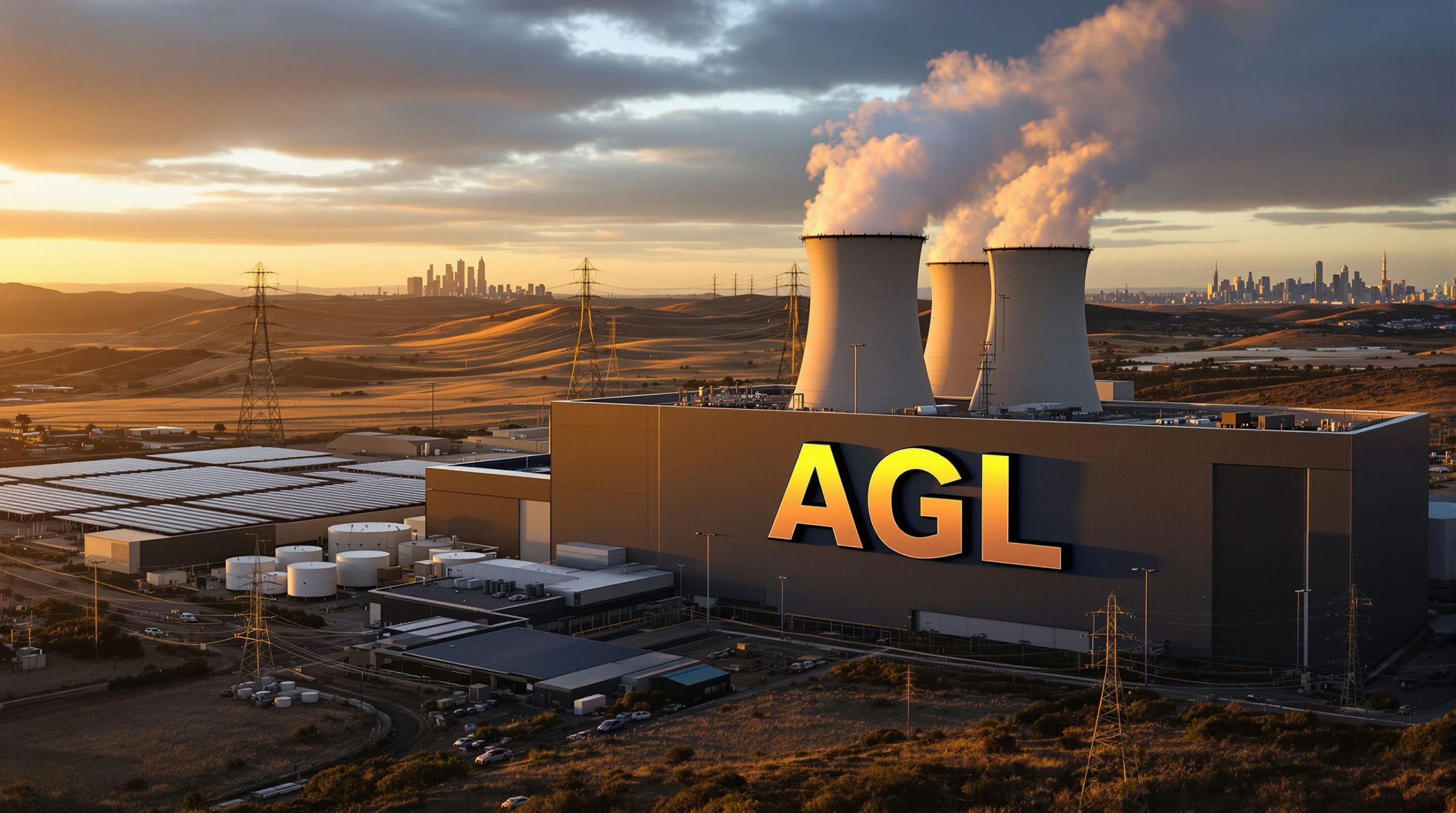 Power plant at sunset