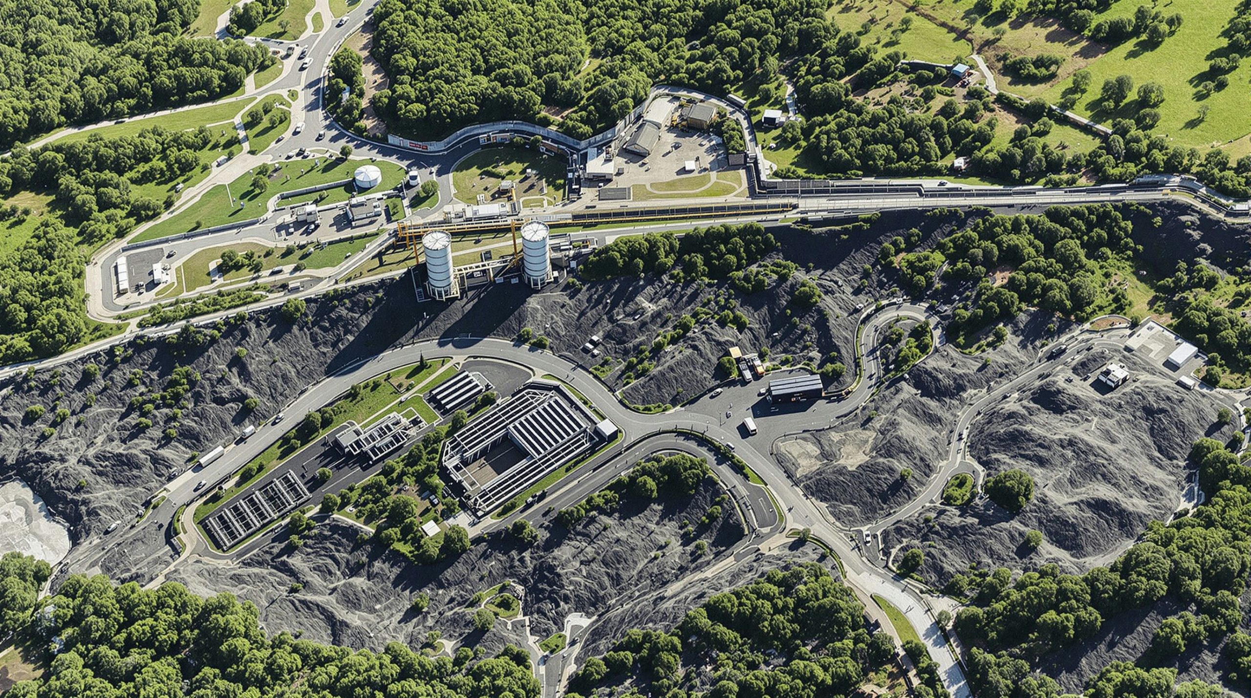 Aerial view of industrial area