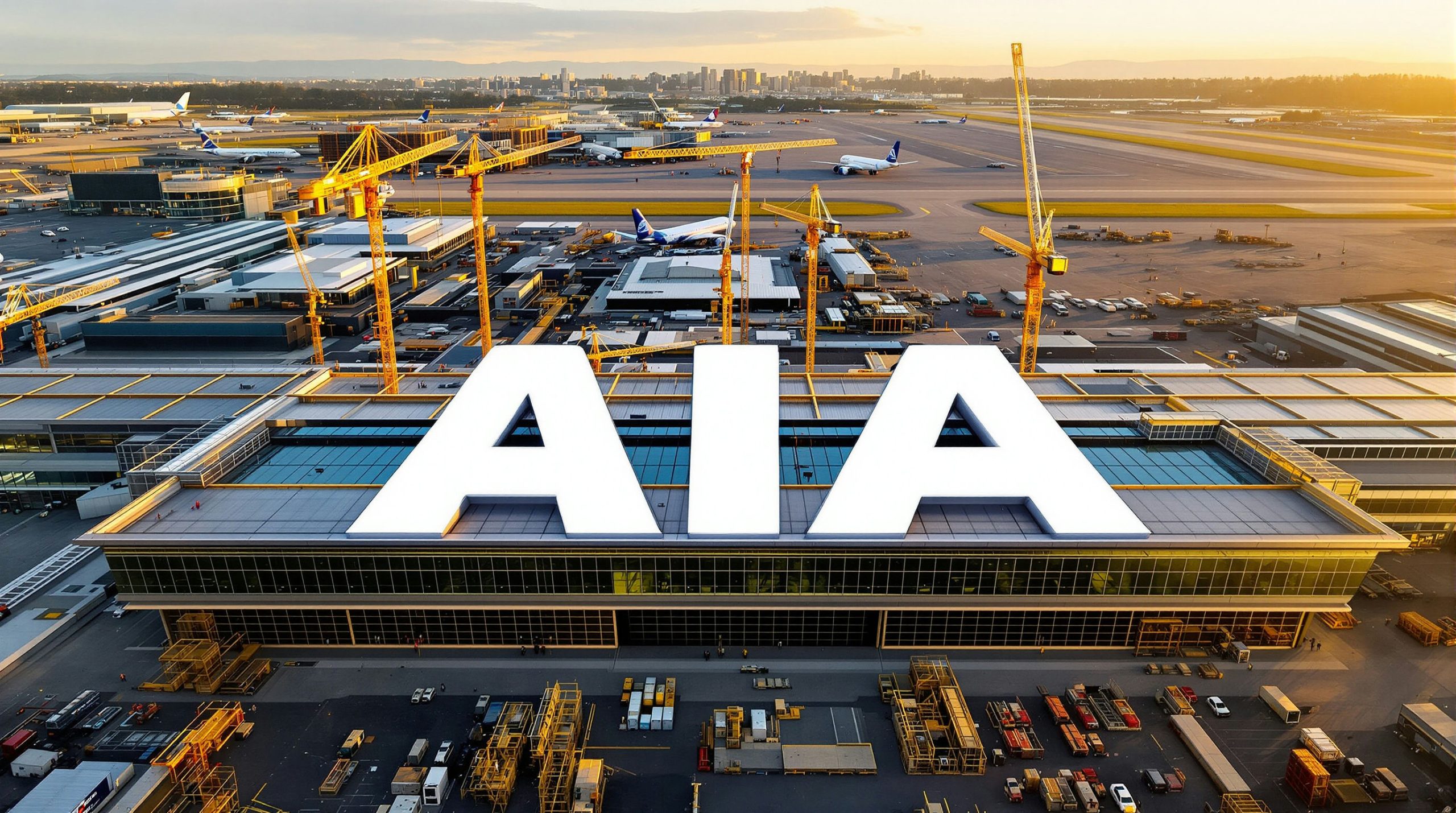 Airport terminal with planes
