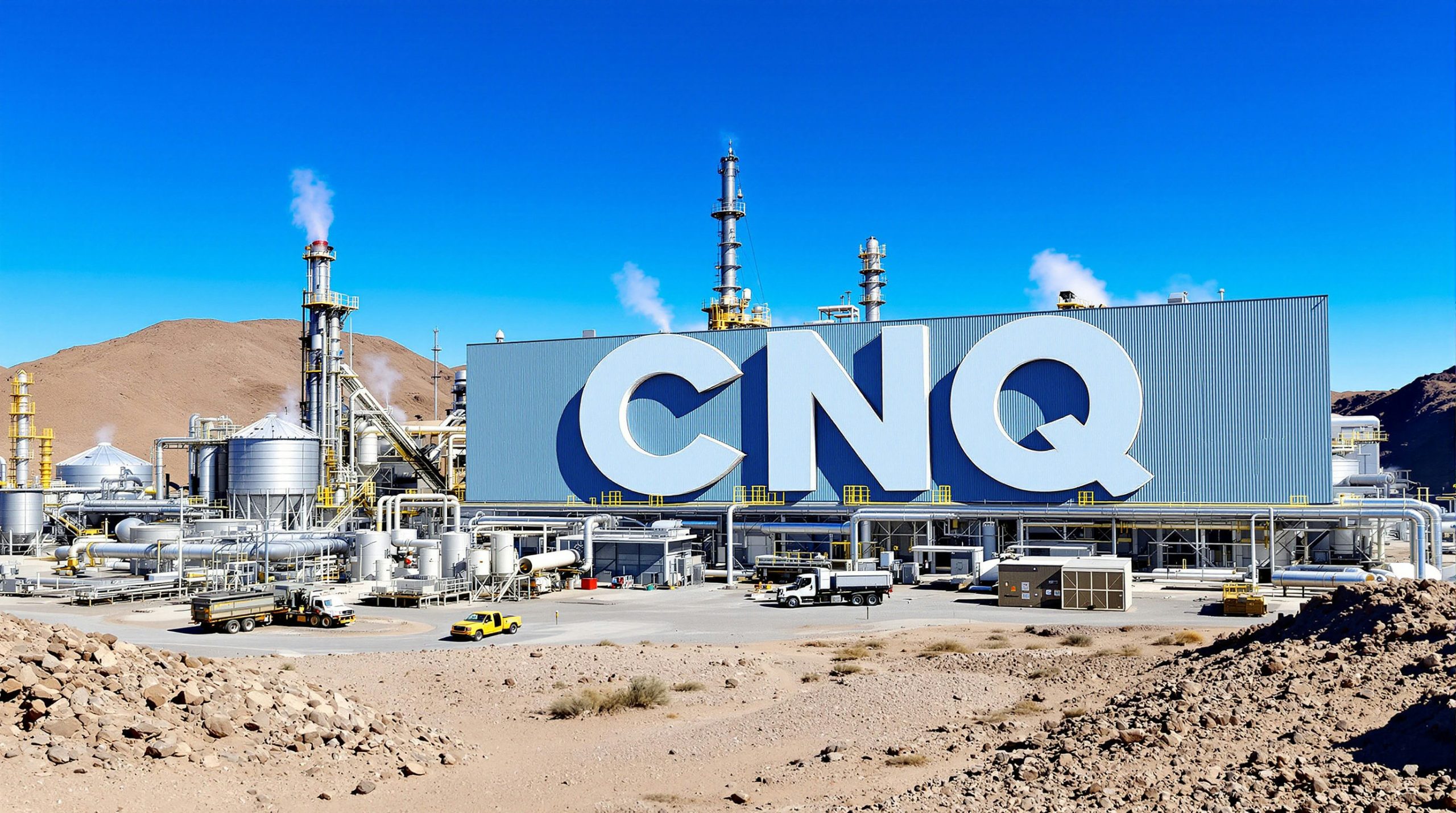 Industrial plant with CNQ signage