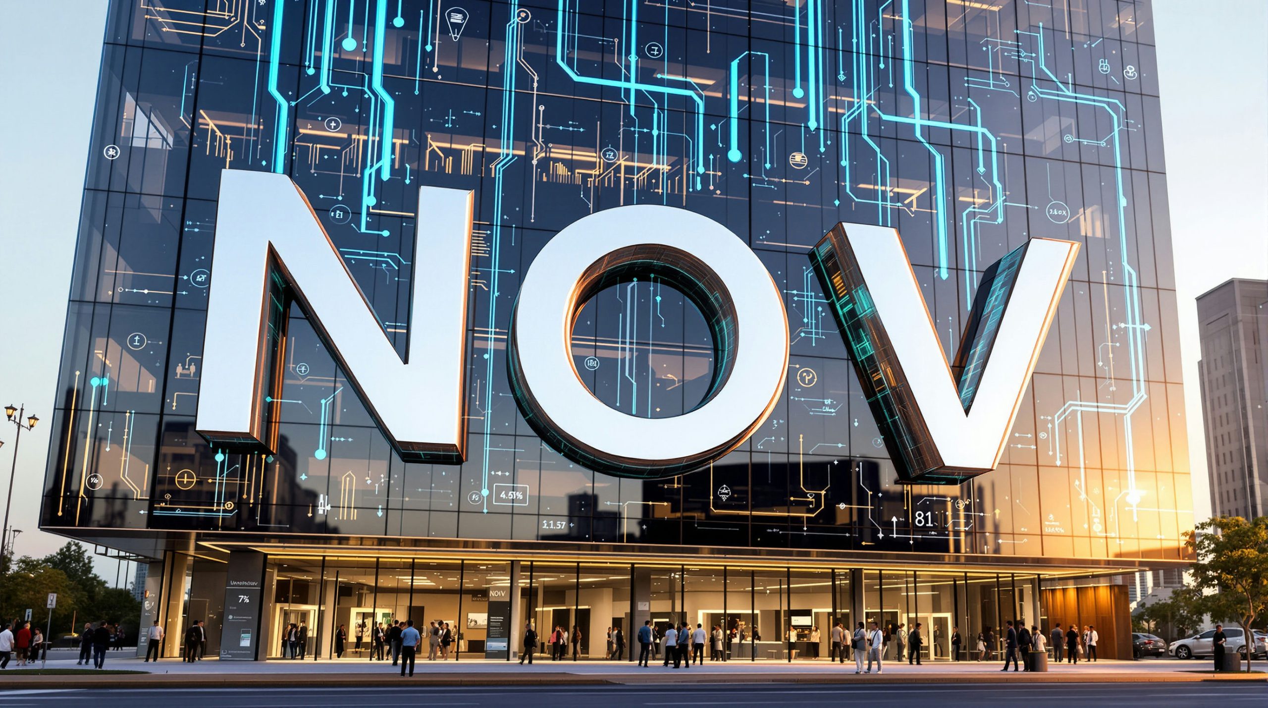 Glass facade with NOV lettering