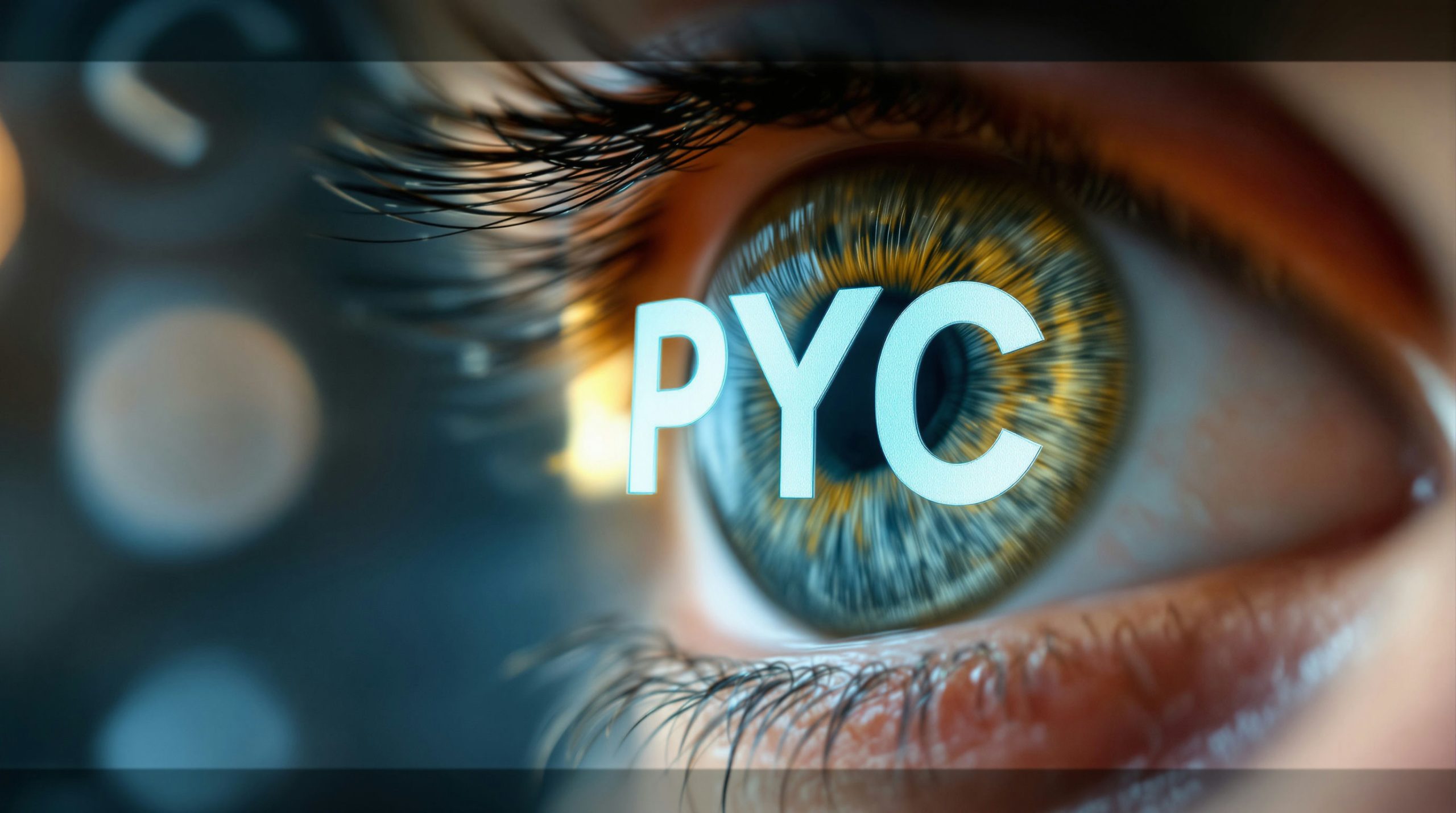 Closeup of eye with text