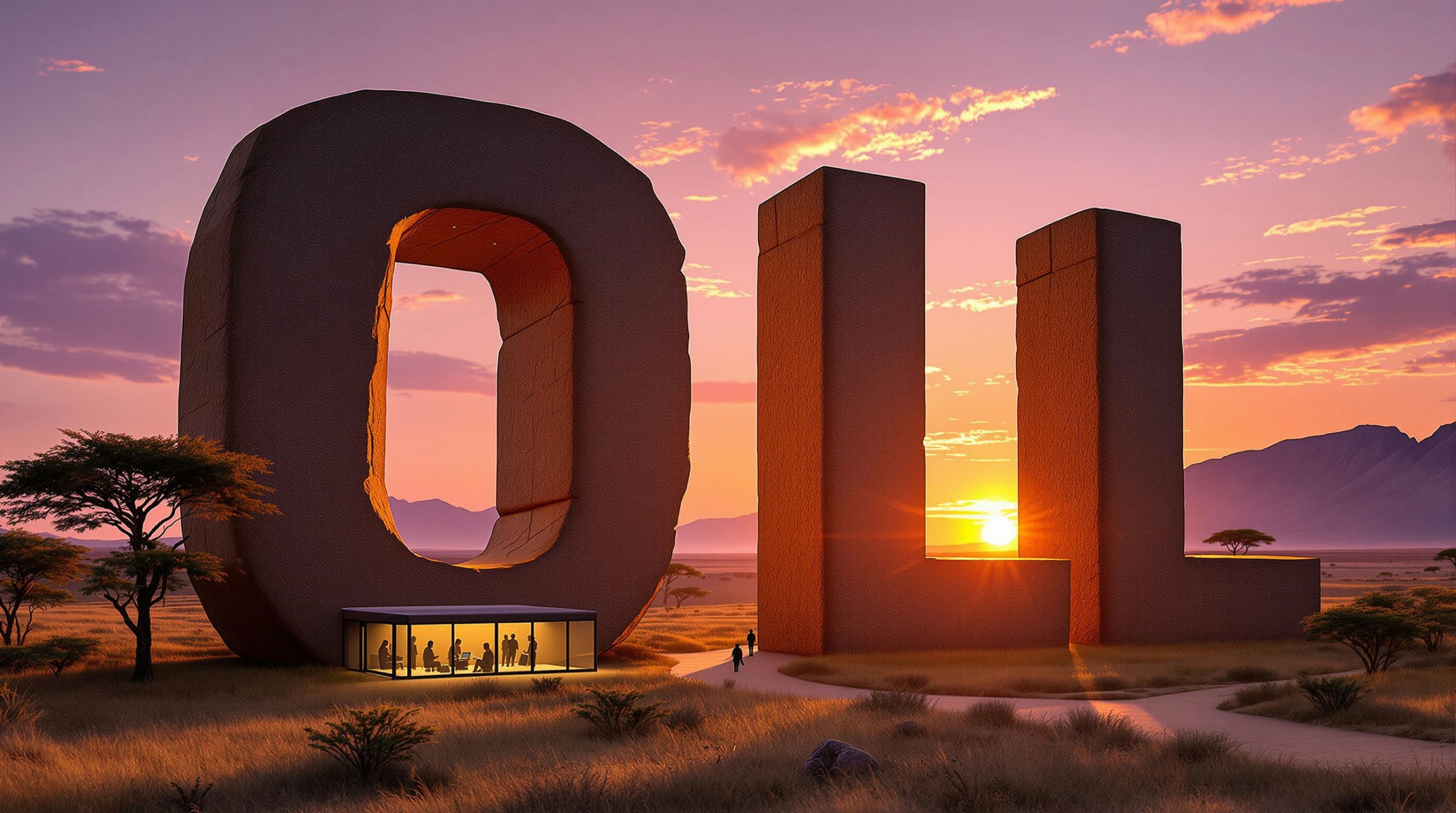 Giant letters with sunset view