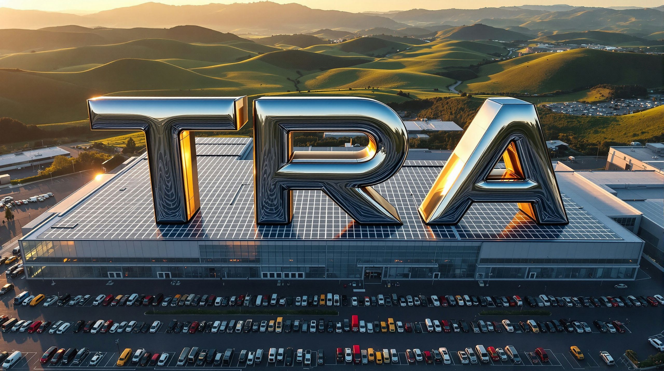Large TRA letters on roof