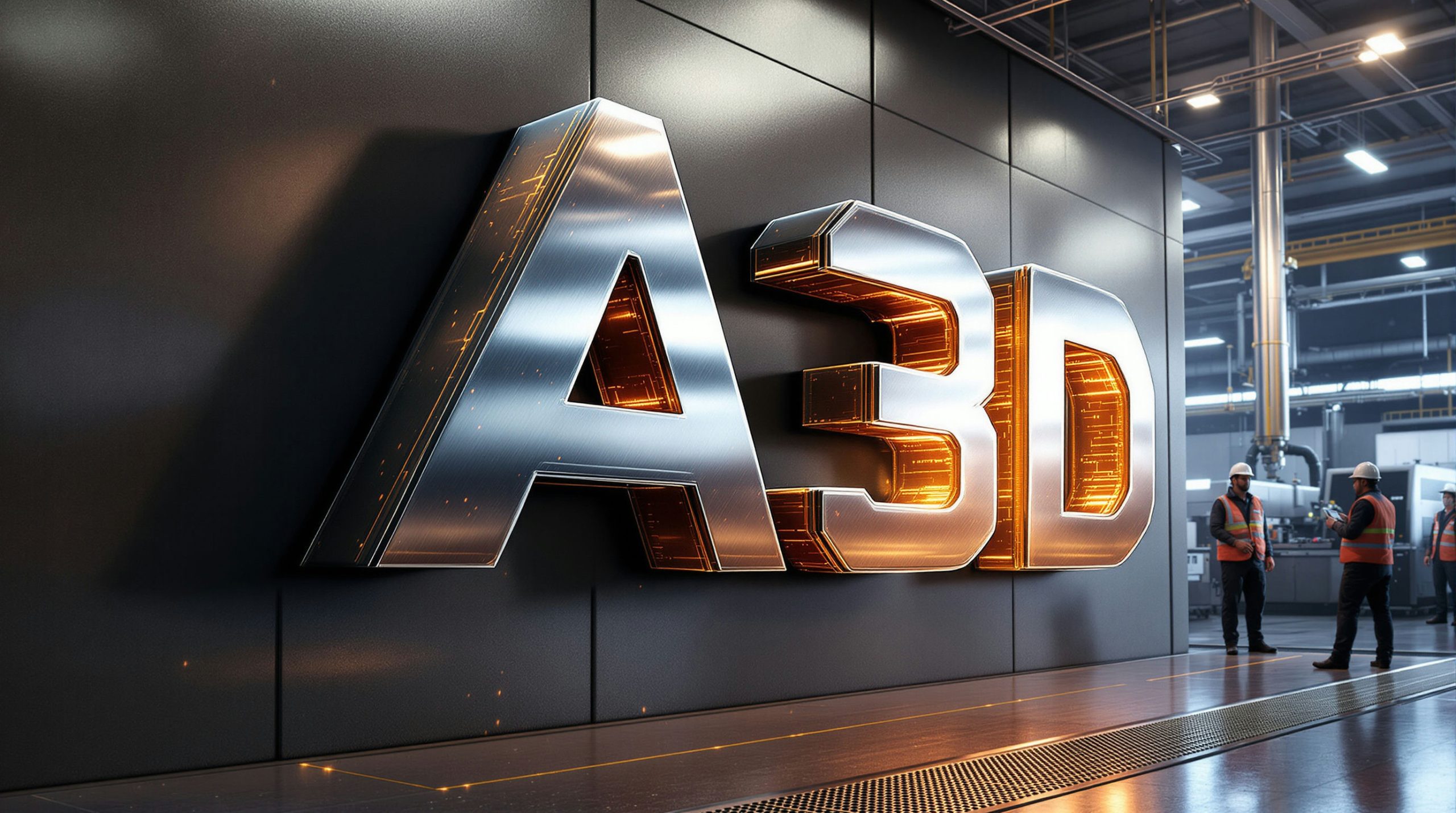 Metallic A3D letters on wall