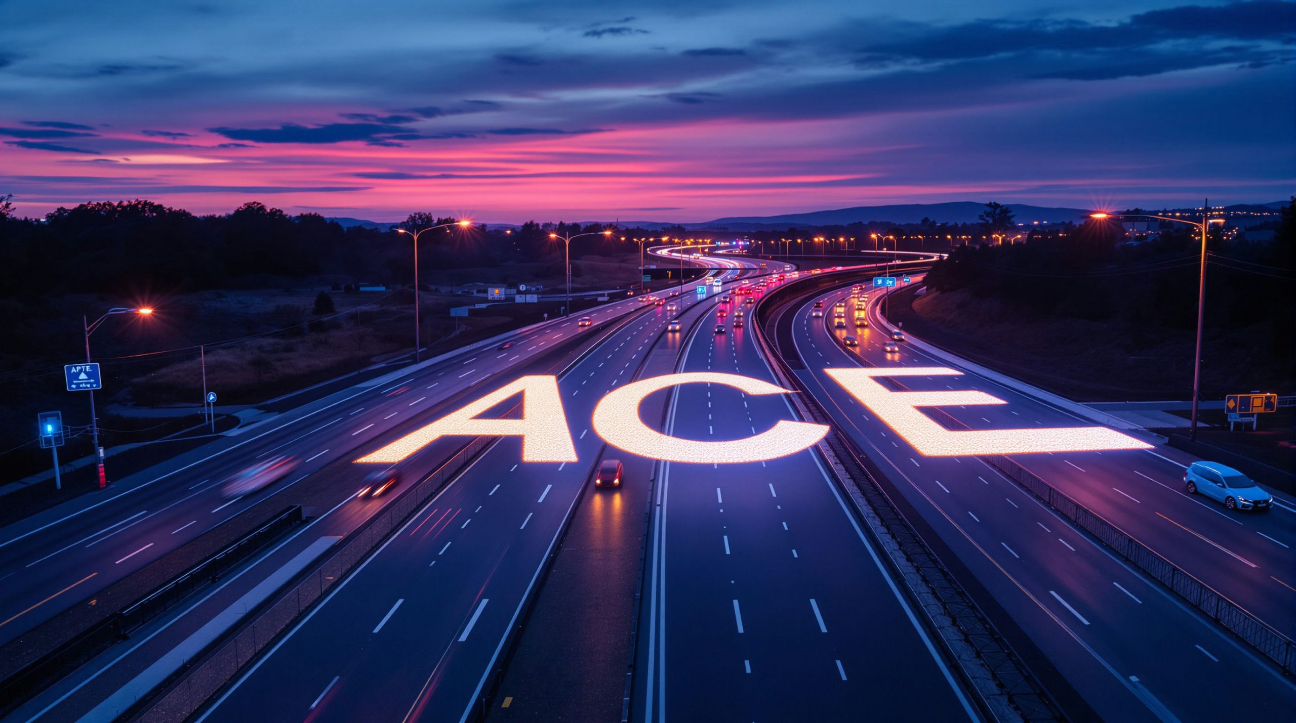 Highway at sunset with ACE