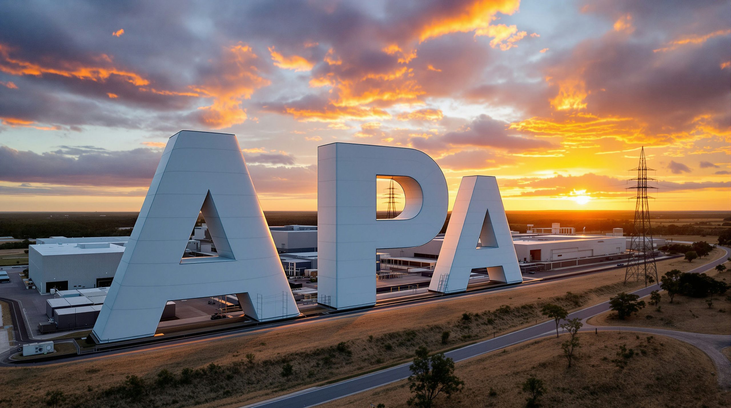 APA building with sunset
