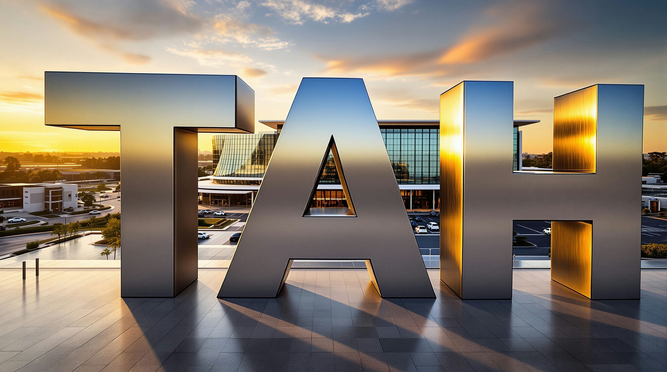 Large letters in sunset